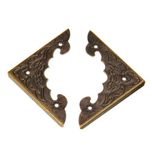Load image into Gallery viewer, 12PCS Antique Jewelry Box Corner Foot Wooden Case Corner Protector Bronze Tone Flower Pattern Carved Metal Crafts 40X40mm MAYITR