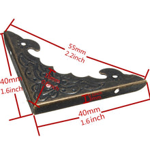 Load image into Gallery viewer, 12PCS Antique Jewelry Box Corner Foot Wooden Case Corner Protector Bronze Tone Flower Pattern Carved Metal Crafts 40X40mm MAYITR