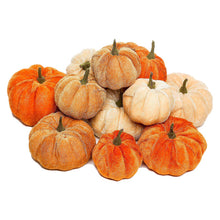 Load image into Gallery viewer, 12pcs Artificial Pumpkin Velvet Plush Material Soft Fake Pumpkin Autumn Harvest Thanksgiving Halloween Decoration
