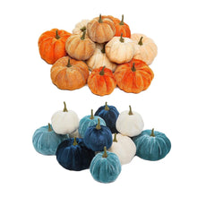 Load image into Gallery viewer, 12pcs Artificial Pumpkin Velvet Plush Material Soft Fake Pumpkin Autumn Harvest Thanksgiving Halloween Decoration