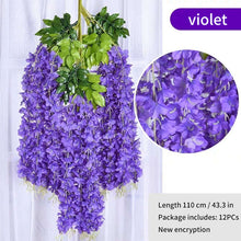 Load image into Gallery viewer, 12Pcs Wisteria Artificial Flower Rattan Wreath Arch Wedding Home Garden Office Decoration pendant Plant Wall Decoration