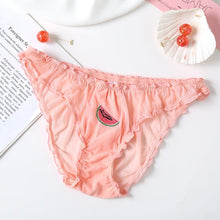 Load image into Gallery viewer, Lady Sexy Lace Lingerie Temptation Low-waist Panties Fruit Embroidery Female Transparent Briefs Seamless Sweet Girl Underpants