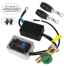 Load image into Gallery viewer, 12v Car Battery Disconnect Isolator Master Switches Cut Off Voltmeter Display Double Remote Control Battery Switch + Gloves
