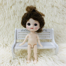 Load image into Gallery viewer, 13/16CM Doll 13 Movable Jointed Bjd Dolls Cute Face Brown Eyeball Mini Naked Body DIY Toy Dolls with Shoes for Children Gifts
