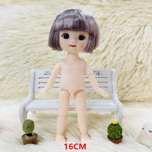 Load image into Gallery viewer, 13/16CM Doll 13 Movable Jointed Bjd Dolls Cute Face Brown Eyeball Mini Naked Body DIY Toy Dolls with Shoes for Children Gifts