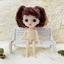 Load image into Gallery viewer, 13/16CM Doll 13 Movable Jointed Bjd Dolls Cute Face Brown Eyeball Mini Naked Body DIY Toy Dolls with Shoes for Children Gifts