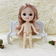 Load image into Gallery viewer, 13/16CM Doll 13 Movable Jointed Bjd Dolls Cute Face Brown Eyeball Mini Naked Body DIY Toy Dolls with Shoes for Children Gifts