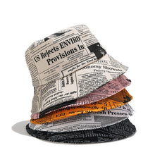 Load image into Gallery viewer, INS Bucket Hat Men and Women Creativity Distressed Newspaper Pattern Printing Bucket Hat Street Trend Wide-Brimmed Sunhat Leisure