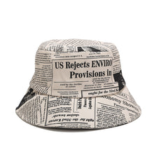 Load image into Gallery viewer, INS Bucket Hat Men and Women Creativity Distressed Newspaper Pattern Printing Bucket Hat Street Trend Wide-Brimmed Sunhat Leisure
