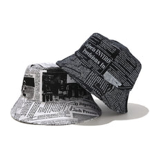 Load image into Gallery viewer, INS Bucket Hat Men and Women Creativity Distressed Newspaper Pattern Printing Bucket Hat Street Trend Wide-Brimmed Sunhat Leisure