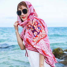 Load image into Gallery viewer, Summer Cotton and Linen Ethnic Style Travel Scarf Sunscreen Scarf Talma Women's Beach Scarf Printed Shawl New