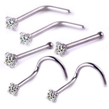 Load image into Gallery viewer, Stainless Steel Stainless Steel Nose Ring 6-Piece Set Multiple Inlaid Zircon