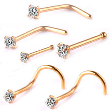 Load image into Gallery viewer, Stainless Steel Stainless Steel Nose Ring 6-Piece Set Multiple Inlaid Zircon