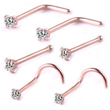 Load image into Gallery viewer, Stainless Steel Stainless Steel Nose Ring 6-Piece Set Multiple Inlaid Zircon