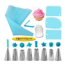 Load image into Gallery viewer, 14Pcs/Set Reusable Icing Piping Nozzles Set Pastry Bag DIY Cake Decorating Tools Scraper Flower Cream Tips Converter Baking Cup