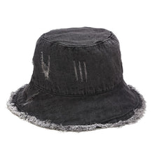 Load image into Gallery viewer, Washed-out Vintage Ripped Cowboy Hat Children Fashion Street Rough Selvedge Fisherman Hat Spring and Summer Outdoor Sun Hat