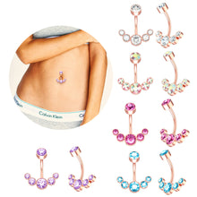 Load image into Gallery viewer, Stainless Steel Czech Diamond Belly Ring Navel Stud Piercing Jewelry