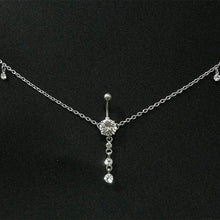 Load image into Gallery viewer, Women Sexy Rhinestone Dangle Belly Button Chain Navel Piercing Ring Body Jewelry Waist Chain Button Puncture Jewelry