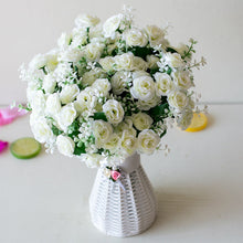 Load image into Gallery viewer, 15 Heads Mini Roses Bouquet Artificial Flower Wedding Scene Layout Fake Floral Living Room Desk Christmas Home Decor Accessories