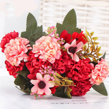 Load image into Gallery viewer, 15 flower head silk hydrangea artificial flower white wedding flowers small bouquet fake flower party DIY decoratio