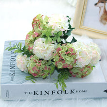 Load image into Gallery viewer, 15 flower head silk hydrangea artificial flower white wedding flowers small bouquet fake flower party DIY decoratio