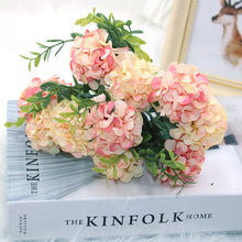 Load image into Gallery viewer, 15 flower head silk hydrangea artificial flower white wedding flowers small bouquet fake flower party DIY decoratio