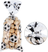 Load image into Gallery viewer, Soccer Party Favors Bag Heat Sealable Treat Candy Bags Goodie Bags Football Theme Gift Bags with Twist Ties for World Cup