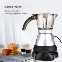 Load image into Gallery viewer, 150ml/300ml 3-6 Cups 480W Electric Espresso Moka Pot Detachable Kitchen Stovetop Coffee Maker