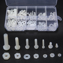 Load image into Gallery viewer, Screws 150pcs White Nylon Hex Screw M2 M2.5 M3 M4 M5 Bolt Nut Standoff Spacer Kit with Plastic Box Corrosion Resistant