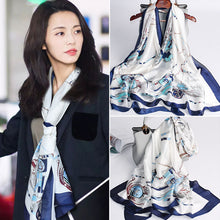 Load image into Gallery viewer, Women's Korean-Style Autumn and Winter Printing Silk Mulberry Silk Scarf Warm Shawl Scarf