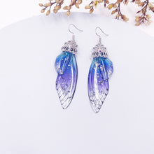 Load image into Gallery viewer, S925 Ear Hook Butterfly Earrings Temperamental Earrings Cicada Wings Gradient Color Girls Stud Earrings