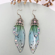 Load image into Gallery viewer, S925 Ear Hook Butterfly Earrings Temperamental Earrings Cicada Wings Gradient Color Girls Stud Earrings