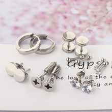 Load image into Gallery viewer, New round Men's Earrings Set Stainless Steel Studs