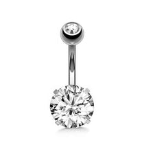 Load image into Gallery viewer, 316L Surgical Steel Belly Button Ring Bar Crystal Rhinestone Body Piercing Navel Ring Belly Ring