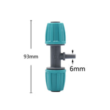 Load image into Gallery viewer, 16mm 1/2'' PE Pipe Connector Water Splitter Tee Coupling Threaded Lock to 4/7mm Hose Reducer Garden Watering Drip Irrigation