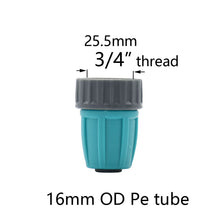 Load image into Gallery viewer, 16mm 1/2'' PE Pipe Connector Water Splitter Tee Coupling Threaded Lock to 4/7mm Hose Reducer Garden Watering Drip Irrigation