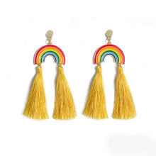 Load image into Gallery viewer, Tassel Bohemian Earrings Rainbow Hand-Woven Earrings Antique Retro Exaggerated and Personalized Earrings