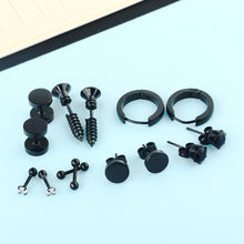 Load image into Gallery viewer, New round Men's Earrings Set Stainless Steel Studs