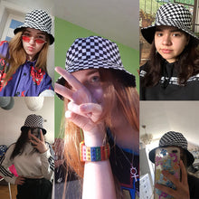 Load image into Gallery viewer, INS Plaid Element Bucket Hat Summer Outdoor Reversible Fisherman Hat Suitable for Men and Women Outdoor Sunshade Alpine Cap