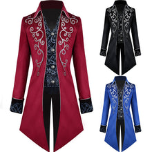 Load image into Gallery viewer, Retro Court Costume Halloween Silver Edge Swallowtail Men's Overcoat Jacket