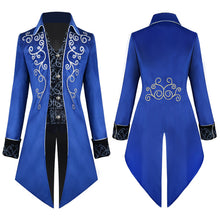 Load image into Gallery viewer, Retro Court Costume Halloween Silver Edge Swallowtail Men's Overcoat Jacket