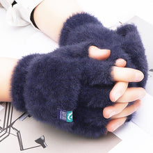 Load image into Gallery viewer, Female Winter Warm Student Finger Exposed Flip Gloves Outdoor Gloves Thickened Cold Protection