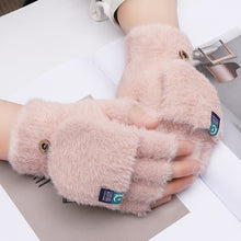Load image into Gallery viewer, Women's Winter Warm Student Open Finger Flip Gloves Outdoor Riding Gloves Thickened