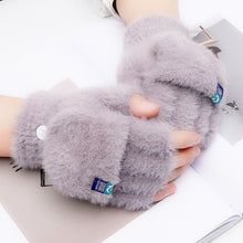 Load image into Gallery viewer, Women's Winter Warm Student Open Finger Flip Gloves Outdoor Riding Gloves Thickened