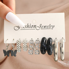 Load image into Gallery viewer, Pearl Twist Hoop Earrings Set Butterfly Acrylic Dangle Earrings for Women Metal Hollow Gold Plated Earring Cartoon Jewelry