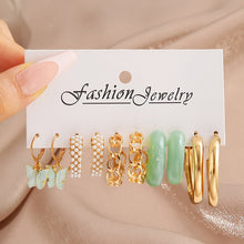 Load image into Gallery viewer, Pearl Twist Hoop Earrings Set Butterfly Acrylic Dangle Earrings for Women Metal Hollow Gold Plated Earring Cartoon Jewelry