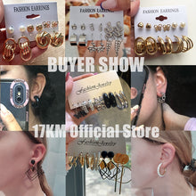 Load image into Gallery viewer, Pearl Twist Hoop Earrings Set Butterfly Acrylic Dangle Earrings for Women Metal Hollow Gold Plated Earring Cartoon Jewelry
