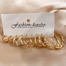 Load image into Gallery viewer, Pearl Twist Hoop Earrings Set Butterfly Acrylic Dangle Earrings for Women Metal Hollow Gold Plated Earring Cartoon Jewelry