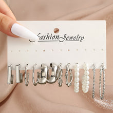 Load image into Gallery viewer, Pearl Twist Hoop Earrings Set Butterfly Acrylic Dangle Earrings for Women Metal Hollow Gold Plated Earring Cartoon Jewelry