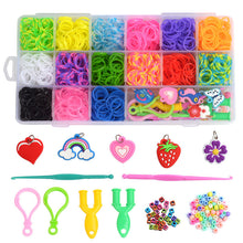 Load image into Gallery viewer, 28 Grid Rainbow Rubber Band Ribbons Gifts for Girls DIY Handmade Bracelet Tool Kit Beaded Toys for Girls Stretch Craft Toy